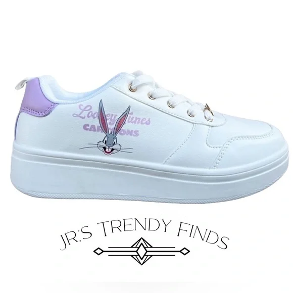 Looney Tunes Bugs Bunny White-Purple Sneaker Shoes - Picture 1 of 13